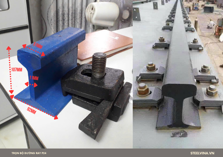 trộn bộ đường ray thép ray p24
