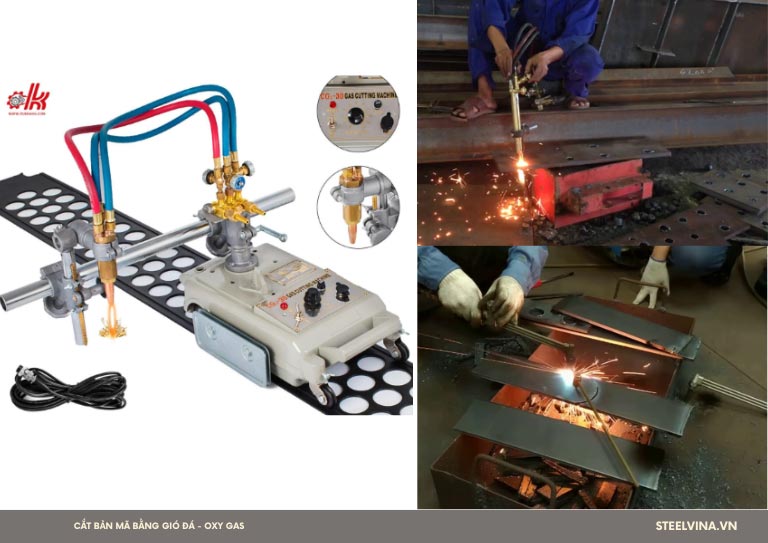 cắt bản mã bằng gió đá oxy gas