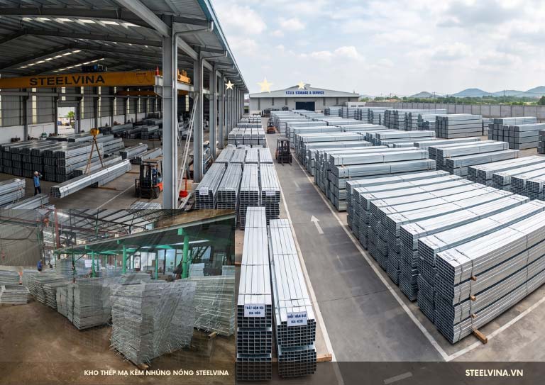 kho thép mạ kẽm nhúng nóng steelvina