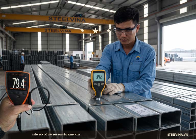 kiểm tra độ dày lớp mạ kẽm astm a123