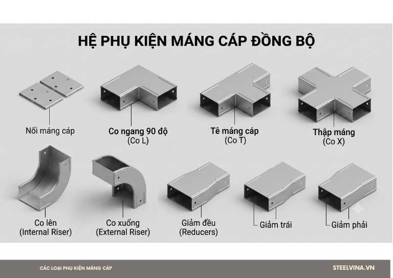 phụ kiện máng cáp đồng bộ