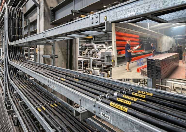 Hệ thống thang máng cáp điện công nghiệp chịu tải cao cho nhà xưởng steelvina