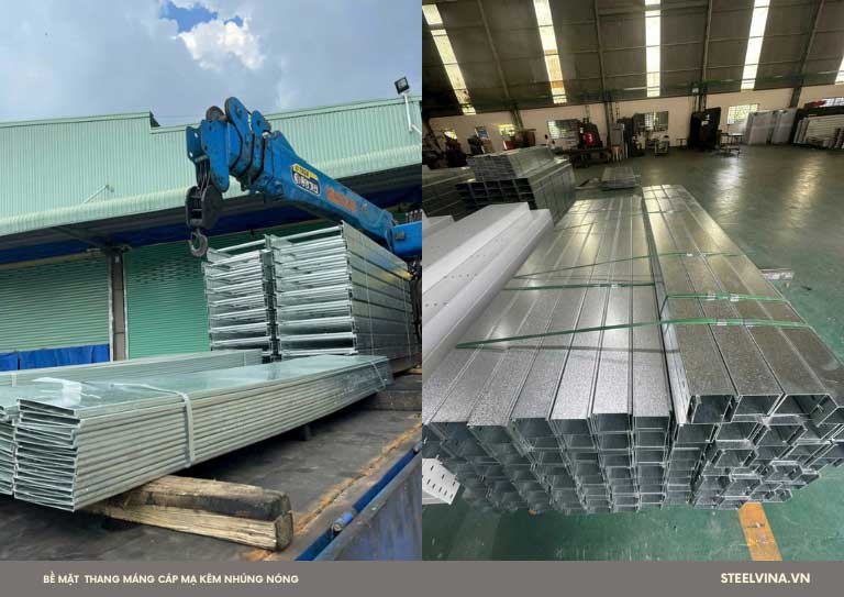 Thang máng cáp điện mạ kẽm nhúng nóng tiêu chuẩn astm a123 tại xưởng steelvina