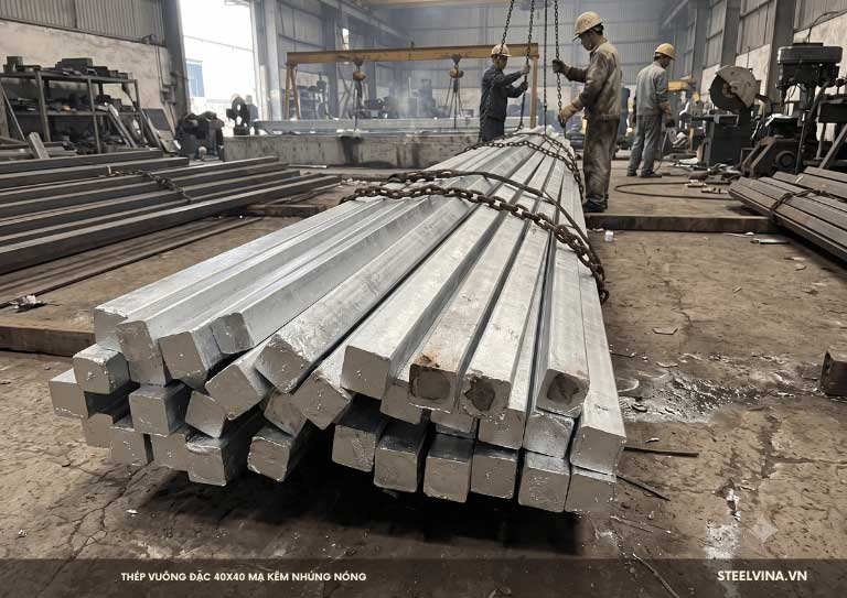 Bề mặt thép vuông đặc 40x40 mạ kẽm nhúng nóng chống ăn mòn