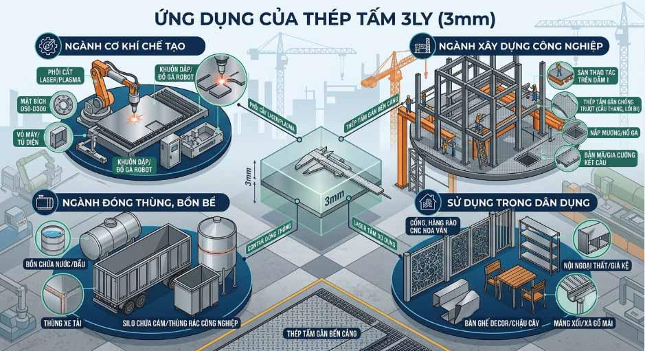ứng dụng của thép tấm 3ly